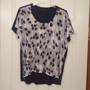 NALLY & MILLIE MIXED MEDIA ANIMAL PRINT TOP